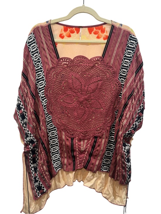 Free People Tops - Free People Rust Crochet Panel Striped Tunic